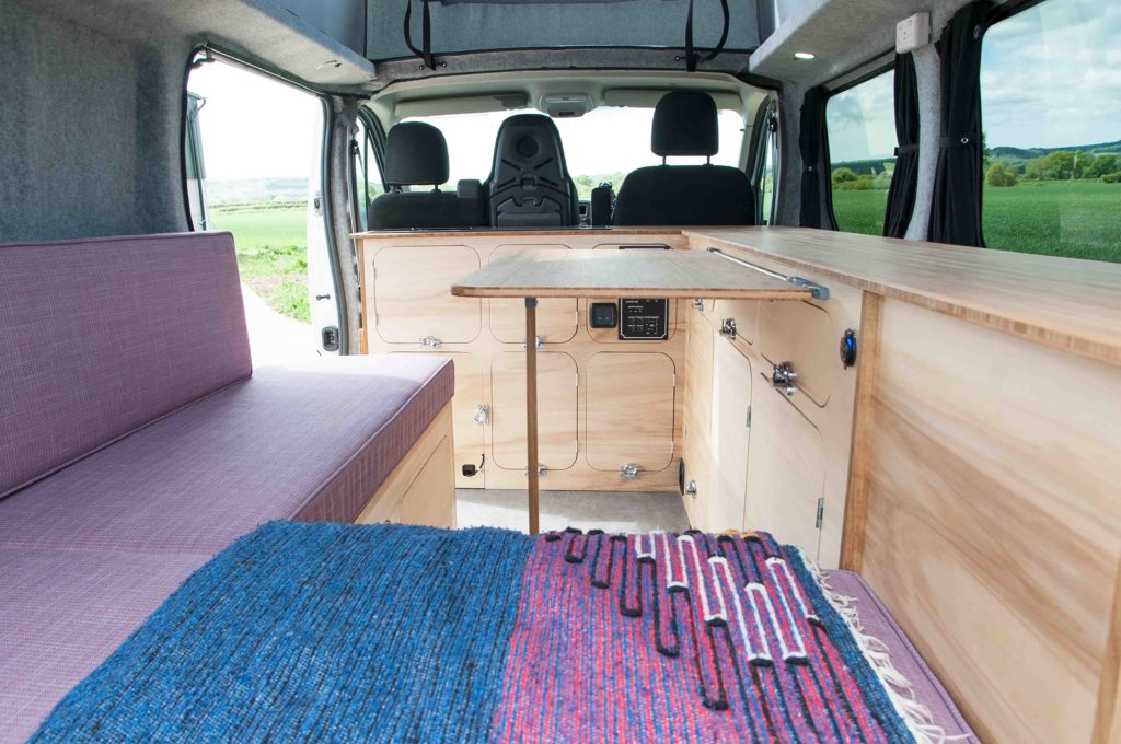 wooden campervan for surfing