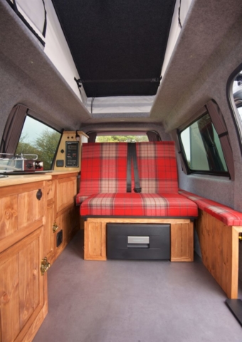 VW caddy campervan with pop top roof