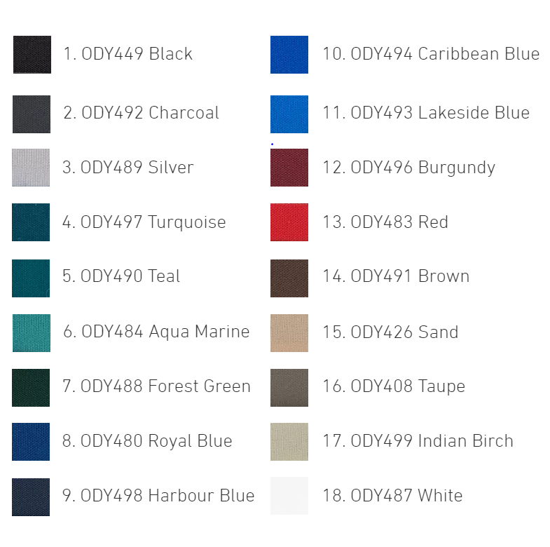 Pop top canvas colour range Odyssey
